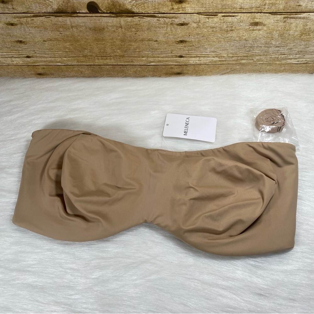 MELENECA Bra Sz 38G Beige Strapless Convertible NWT
